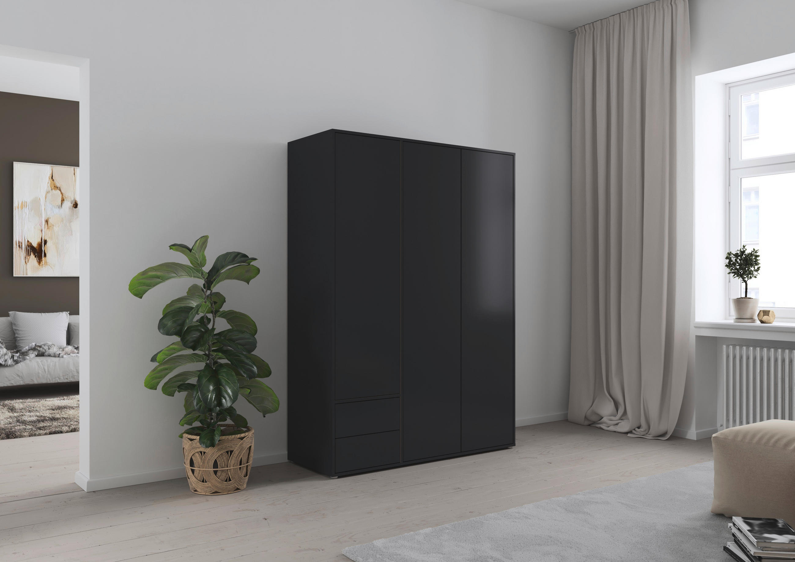 DREHTÜRENSCHRANK 140/194/53 cm 3-türig Grau  - Grau, MODERN, Holzwerkstoff (140/194/53cm) - Rauch Möbel