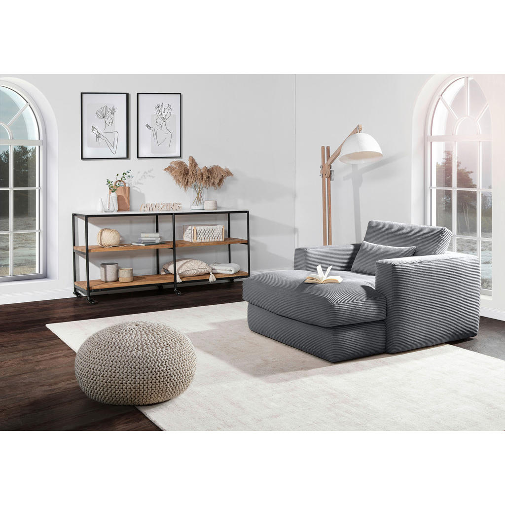 Thumbnail - Landscape Xxl-Sessel, Grau, Textil, Füllung: Polyester, 120x67x140 cm, Made in EU, Stoffauswahl, Wohnzimmer, Sessel, Pol...
