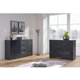 SIDEBOARD Anthrazit  - Anthrazit/Alufarben, Design, Glas/Holzwerkstoff (136/99/42cm) - Voleo