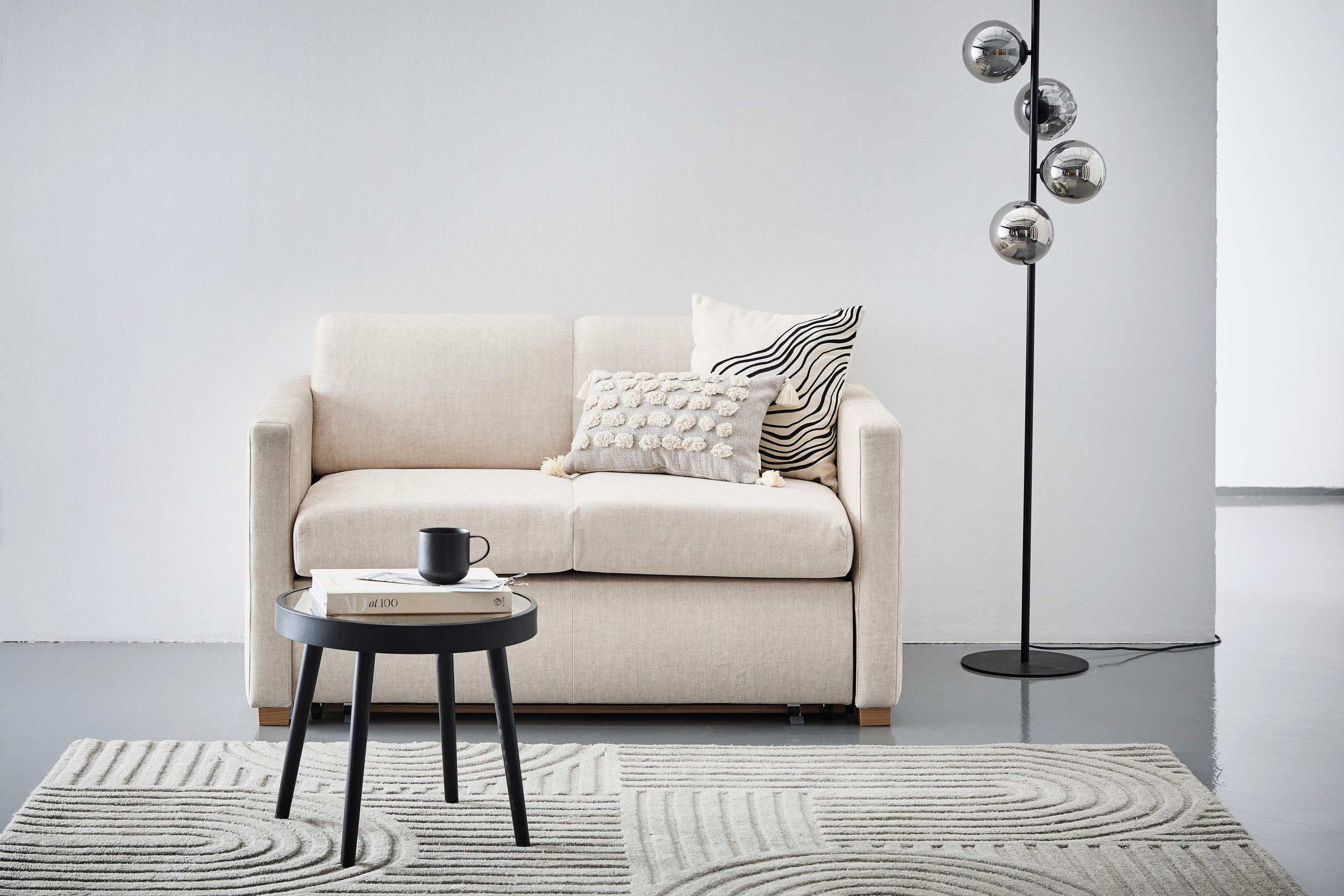 SCHLAFSOFA Flachgewebe Creme  - Buchefarben/Creme, KONVENTIONELL, Holz/Textil (144/81/97,5cm) - Carryhome