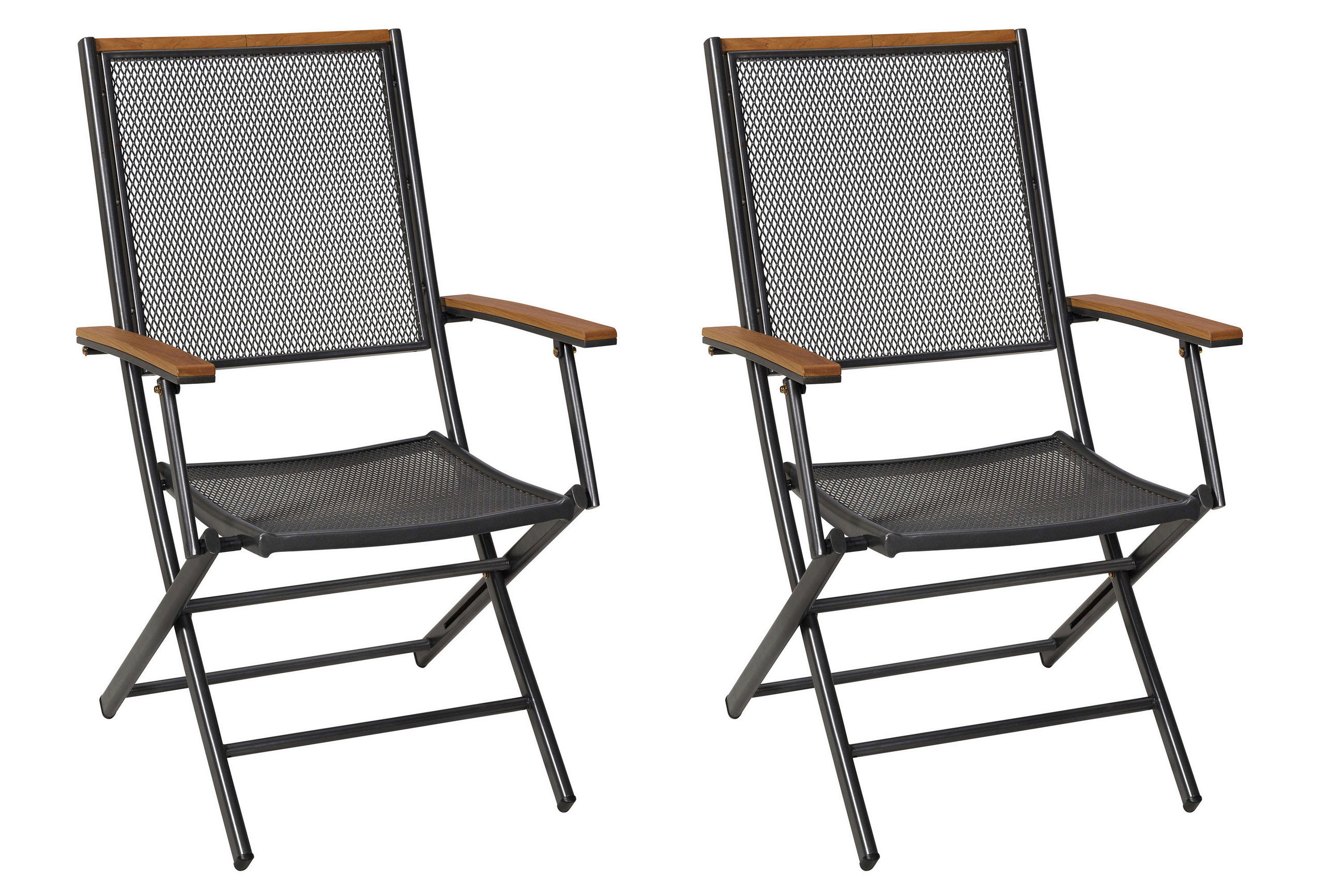 GARTENKLAPPSESSEL-SET Aluminium Graphitfarben, Naturfarben  - Graphitfarben/Naturfarben, KONVENTIONELL, Kunststoff/Metall (61,5/101/71,5cm) - Gardenson