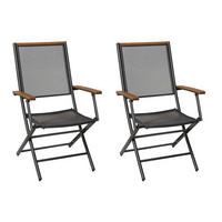 GARTENKLAPPSESSEL-SET Aluminium Graphitfarben, Naturfarben  - Graphitfarben/Naturfarben, KONVENTIONELL, Kunststoff/Metall (61,5/101/71,5cm) - Gardenson