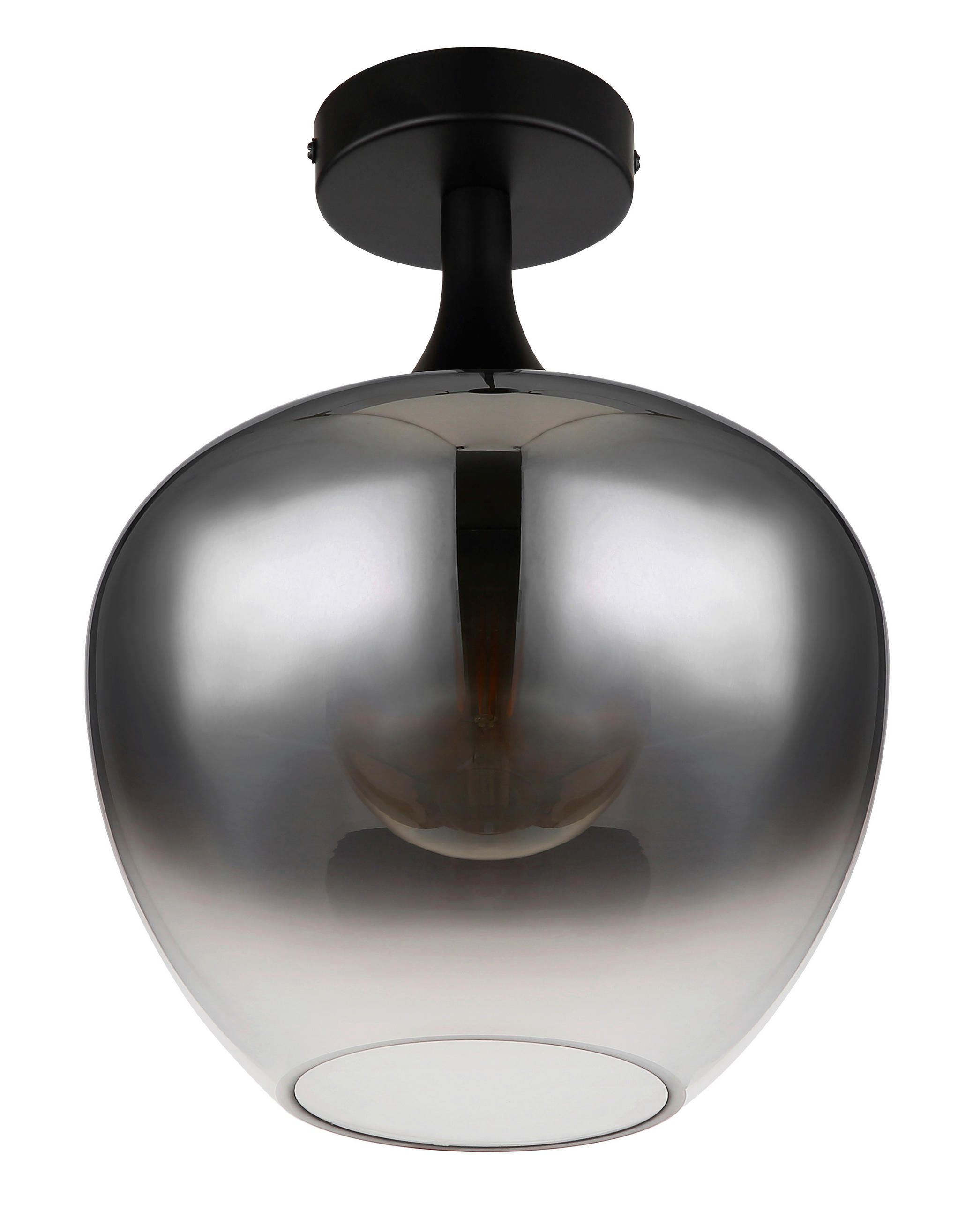 DECKENLEUCHTE 24/31,5 cm   - Schwarz, Basics, Glas/Metall (24/31,5cm) - Globo