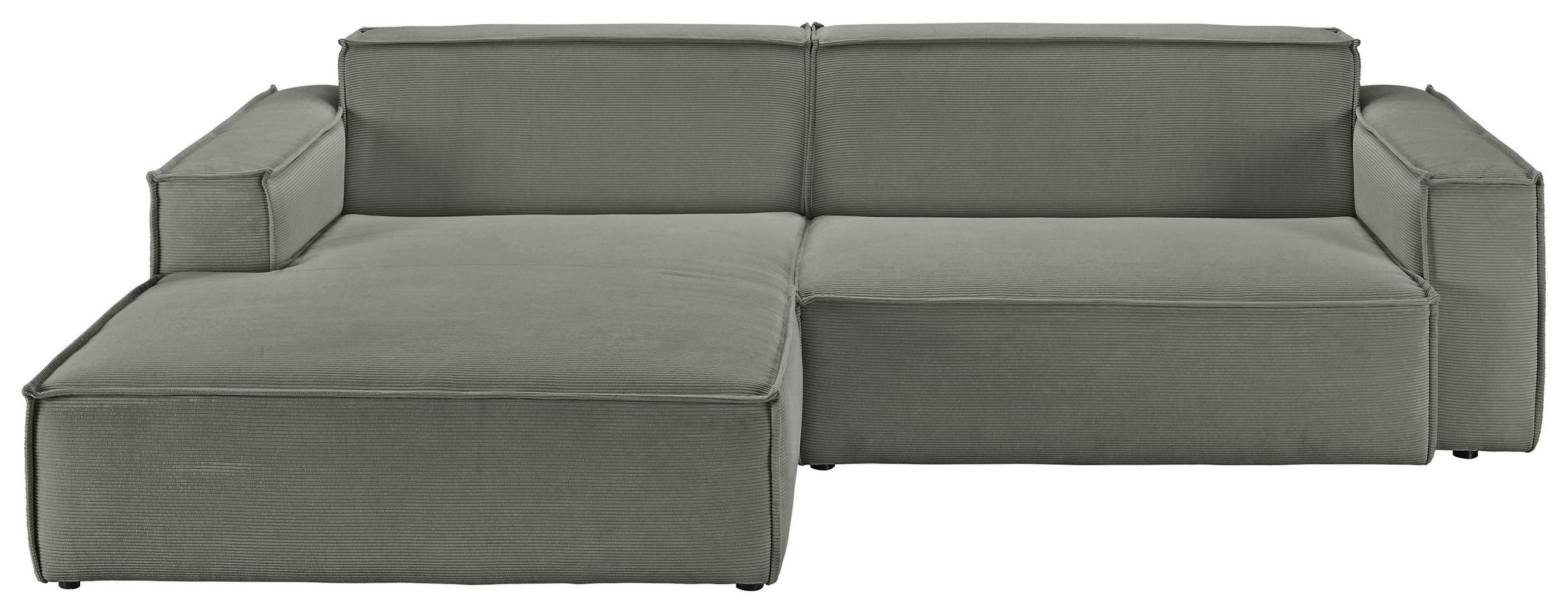 ECKSOFA in Feincord Olivgrün  - Schwarz/Olivgrün, Konventionell, Kunststoff/Textil (168/276cm) - Hom`in