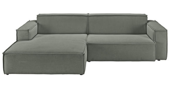 ECKSOFA Olivgrün Feincord  - Schwarz/Olivgrün, KONVENTIONELL, Kunststoff/Textil (168/276cm) - Hom`in