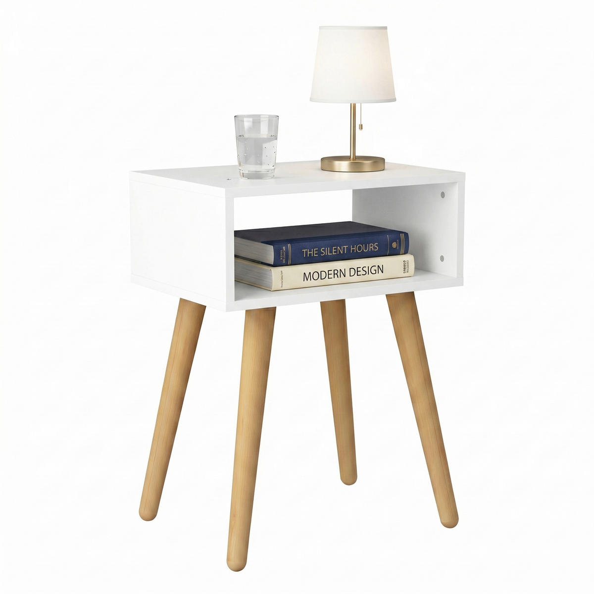 NACHTTISCH 45/56/30 cm, Weiß, Honigeiche,  - Honigeiche/Weiß, MODERN, Holzwerkstoff (45/56/30cm) - Livetastic