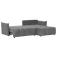 ECKSOFA Grau Plüsch Zierkissen, Rückenkissen, Bettkasten, Schlaffunktion, Rücken echt, Liegefläche im Originalstoff  - Schwarz/Grau, KONVENTIONELL, Kunststoff/Textil (253/192cm) - Carryhome