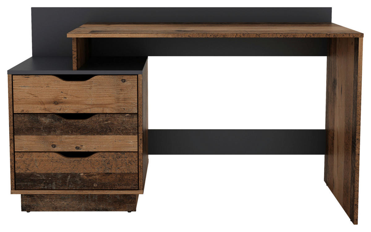 SCHREIBTISCH 138/51,5/83,5 cm  in Anthrazit, Alteiche  - Alteiche/Anthrazit, MODERN, Holzwerkstoff (138/51,5/83,5cm) - MID.YOU