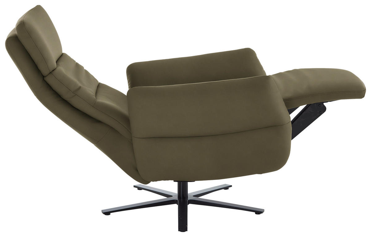 RELAXSESSEL in Leder Olivgrün  - Schwarz/Olivgrün, Design, Leder/Metall (82/119/85cm) - Dieter Knoll