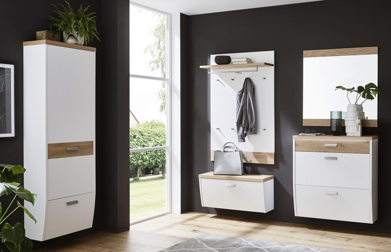 GARDEROBE Weiß, Eichefarben - Eichefarben/Weiß, Design, Holz (290/200/32cm) - Dieter Knoll