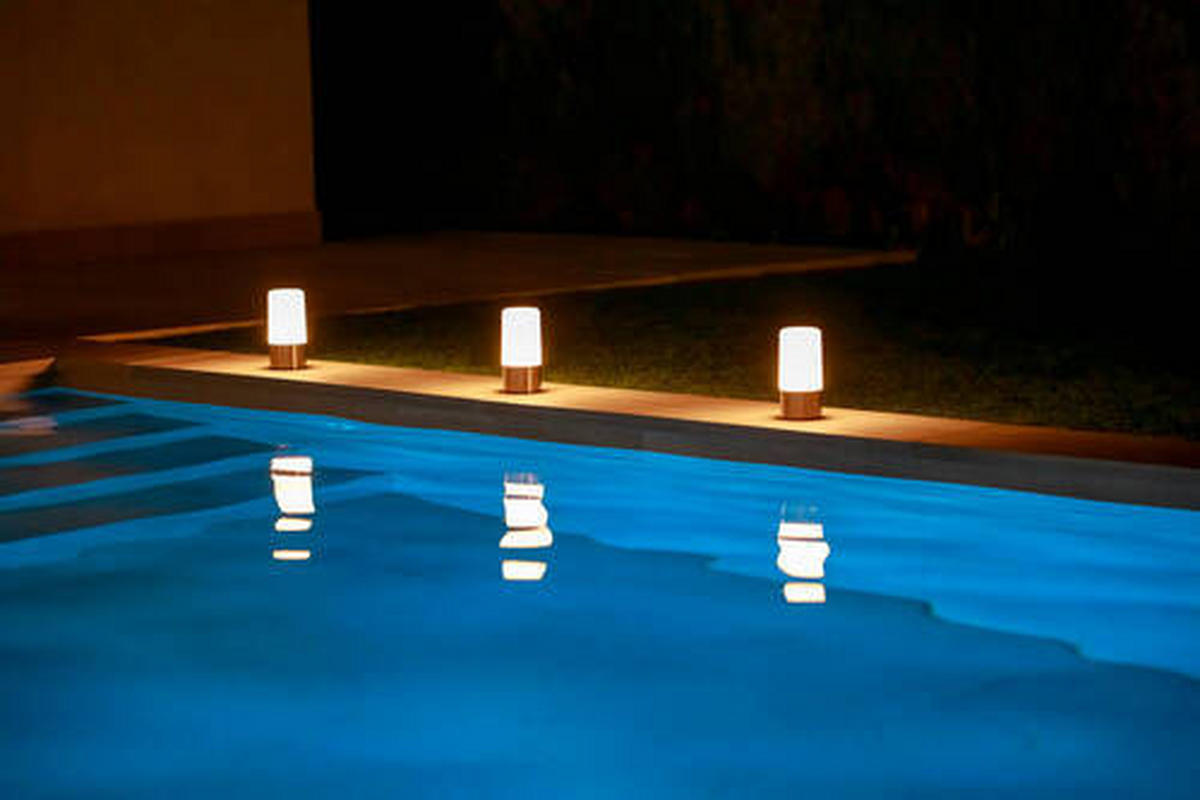 LED-TISCHLEUCHTE Maia 9/19 cm   - Messingfarben/Weiß, Basics, Kunststoff (9/19cm) - New Garden