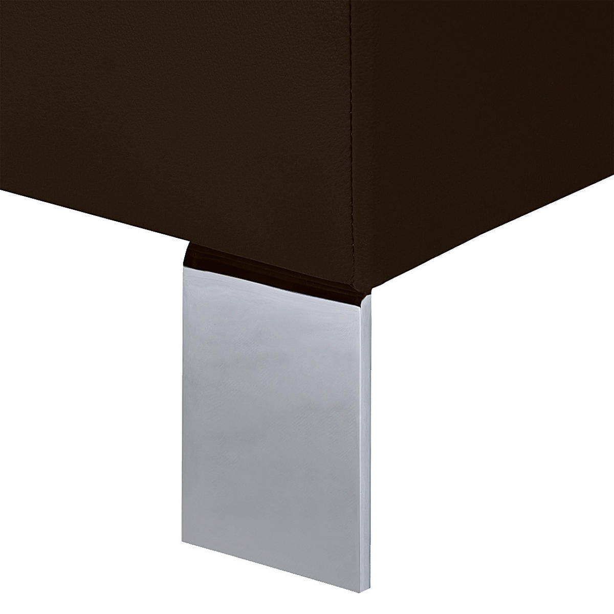 HOCKER in Leder Dunkelbraun  - Chromfarben/Dunkelbraun, Design, Leder/Metall (91/44/57cm) - Livetastic