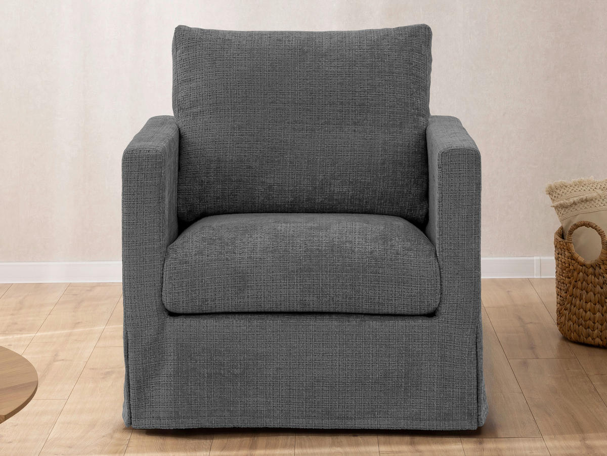 SESSELBEZUG - Dunkelgrau, Design, Textil (84/89/95cm) - P & B