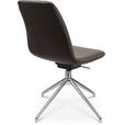 STUHL  in Aluminium Echtleder pigmentiert Metall, Leder  - Alufarben/Braun, Design, Leder/Metall (46/81,5-84,5/55cm) - Johann Jakob