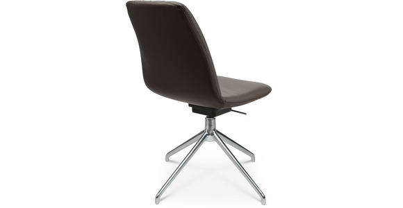 STUHL in Aluminium Echtleder pigmentiert Metall, Leder - Alufarben/Braun, Design, Leder/Metall (46/81,5-84,5/55cm) - Johann Jakob
