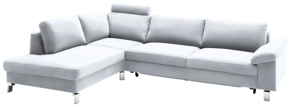 ECKSOFA in Echtleder Weiß  200/281 cm  - Chromfarben/Weiß, Design, Leder/Metall (200/281cm) - Pure Home Lifestyle