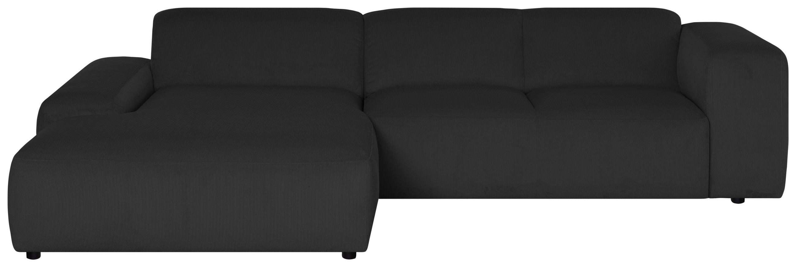 ECKSOFA in Cord Anthrazit  - Anthrazit/Schwarz, Design, Kunststoff/Textil (200/304cm) - MID.YOU