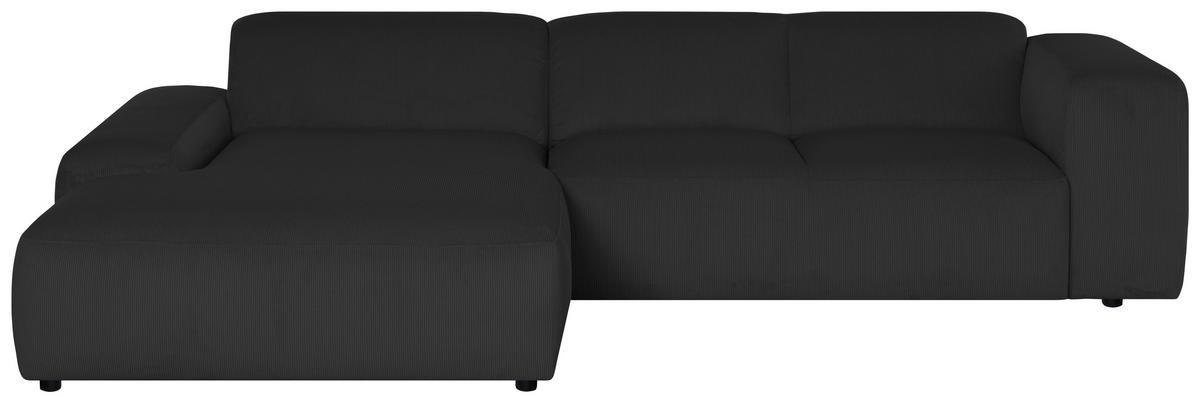 ECKSOFA HANNAH Schwarz Cord  - Schwarz, Design, Kunststoff/Textil (200/304cm) - MID.YOU
