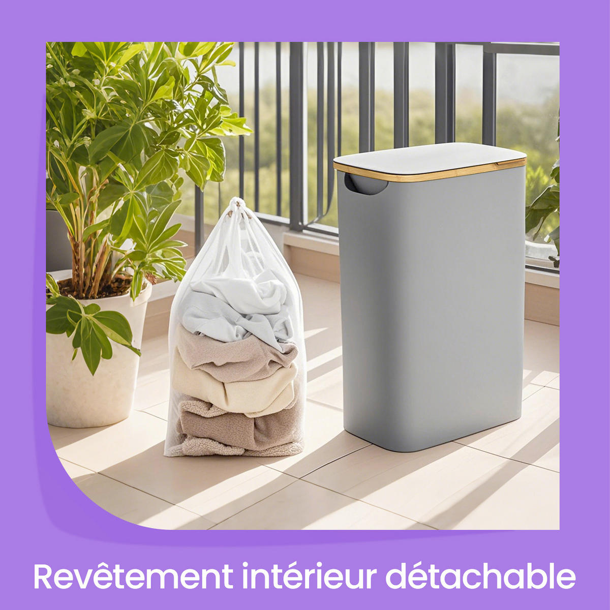 WÄSCHEKORB - Grau, Trend, Naturmaterialien/Kunststoff (42/70,5/22,5cm) - Boxxx