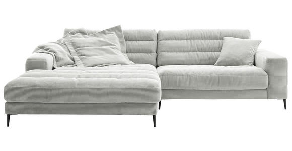 ECKSOFA in Cord Hellgrau  - Hellgrau/Schwarz, Design, Textil/Metall (207/296cm) - Dieter Knoll