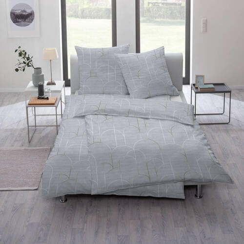 Thumbnail - Estella Bettwäsche Atelier, Silber, Textil, Graphik, 135x200 cm, Textiles Vertrauen - Oeko-Tex®, pflegeleicht, Schlaftex...