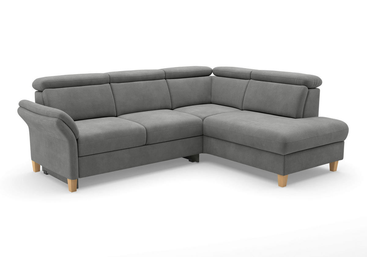 ECKSOFA GLENDALE E Grau Flachgewebe  - Eichefarben/Grau, KONVENTIONELL, Holz/Textil (247/193cm) - Sit & More