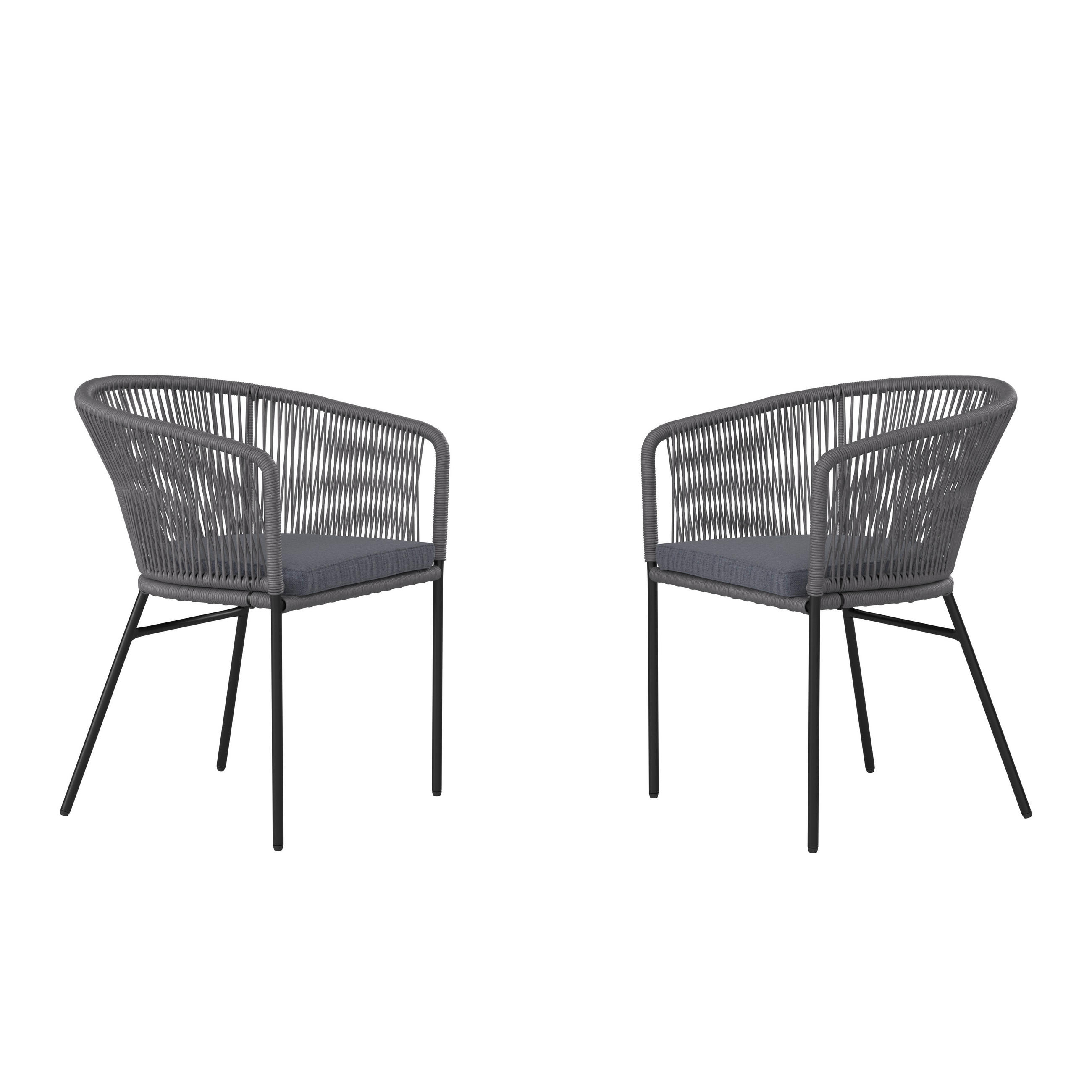 GARTENSESSEL-SET Stahl Grau, Schwarz  - Schwarz/Grau, MODERN, Textil/Metall (56/59/72cm) - Ambia Garden