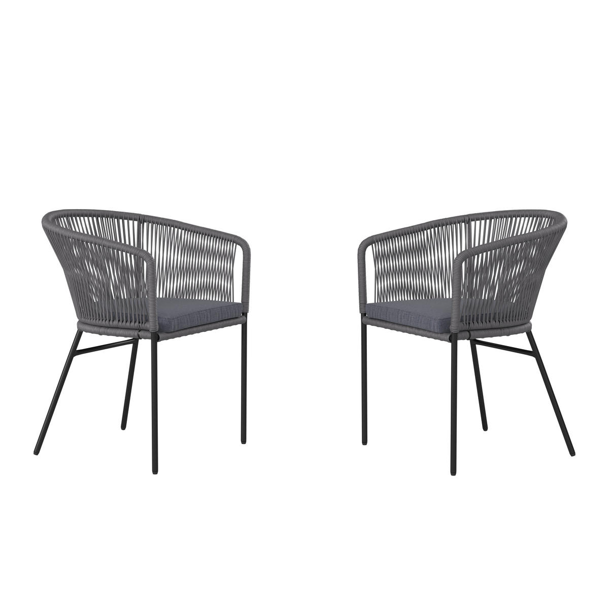 SADA ZAHRADNÍCH KŘESEL, kov, textil - šedá/černá, Moderní, kov/textil (56/59/72cm) - Ambia Garden