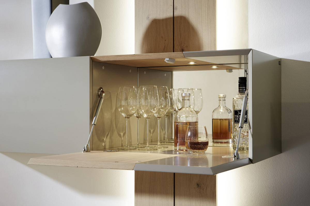 WOHNWAND Quadra  in Taupe, Eichefarben  286/190/42 cm  - Taupe/Eichefarben, Design, Holz/Holzwerkstoff (286/190/42cm) - Ambiente