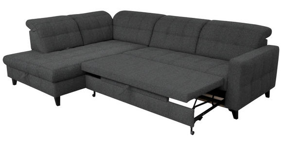 ECKSOFA in Webstoff Dunkelgrau 216/297 cm - Dunkelgrau/Schwarz, Design, Holz/Textil (216/297cm) - Xora