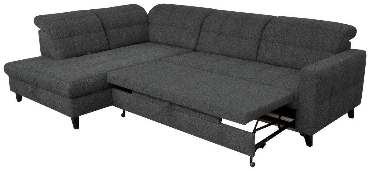 ECKSOFA in Webstoff Dunkelgrau  - Dunkelgrau/Schwarz, Design, Holz/Textil (216/297cm) - Xora