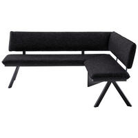 ECKBANK in Metall, Textil Anthrazit, Schwarz  - Anthrazit/Schwarz, Modern, Textil/Metall (180/140cm) - Cantus