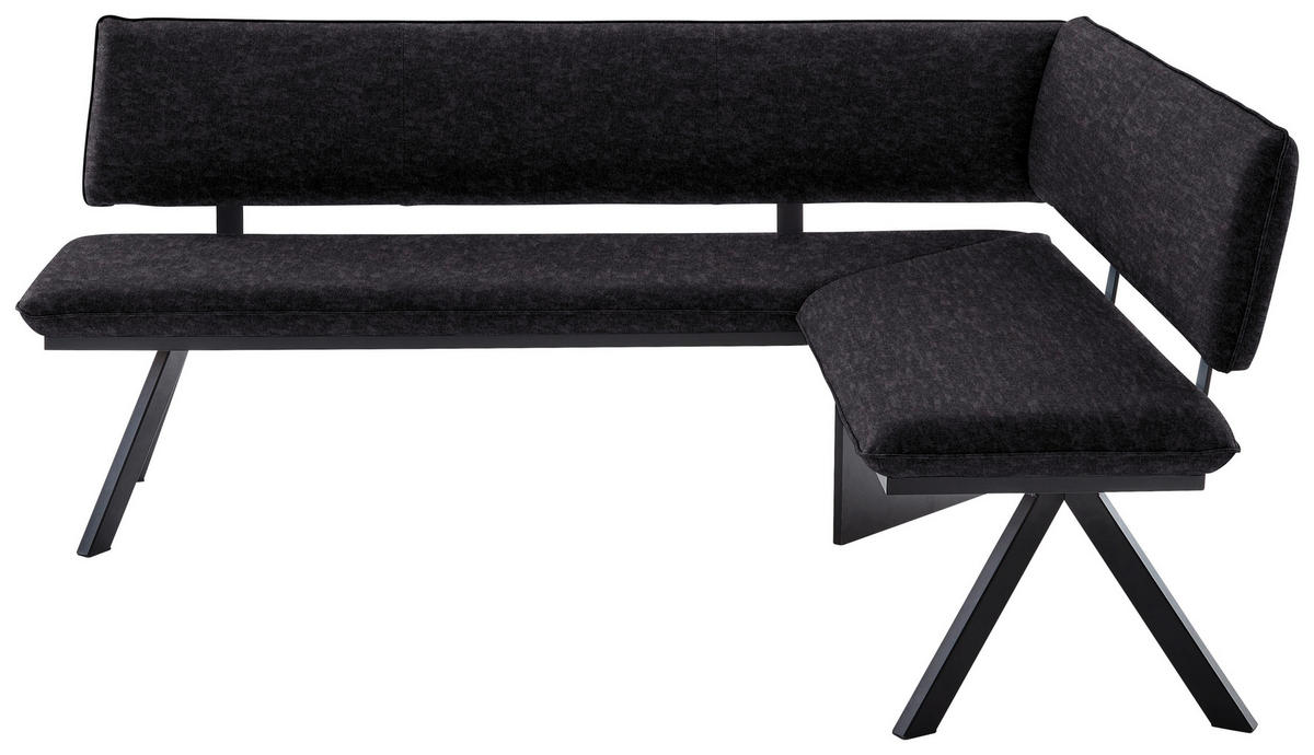 ECKBANK in Metall, Textil Anthrazit, Schwarz  - Anthrazit/Schwarz, Modern, Textil/Metall (180/140cm) - Cantus