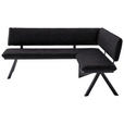 ECKBANK 205/165 cm  in Anthrazit, Schwarz  - Anthrazit/Schwarz, MODERN, Textil/Metall (205/165cm) - Cantus