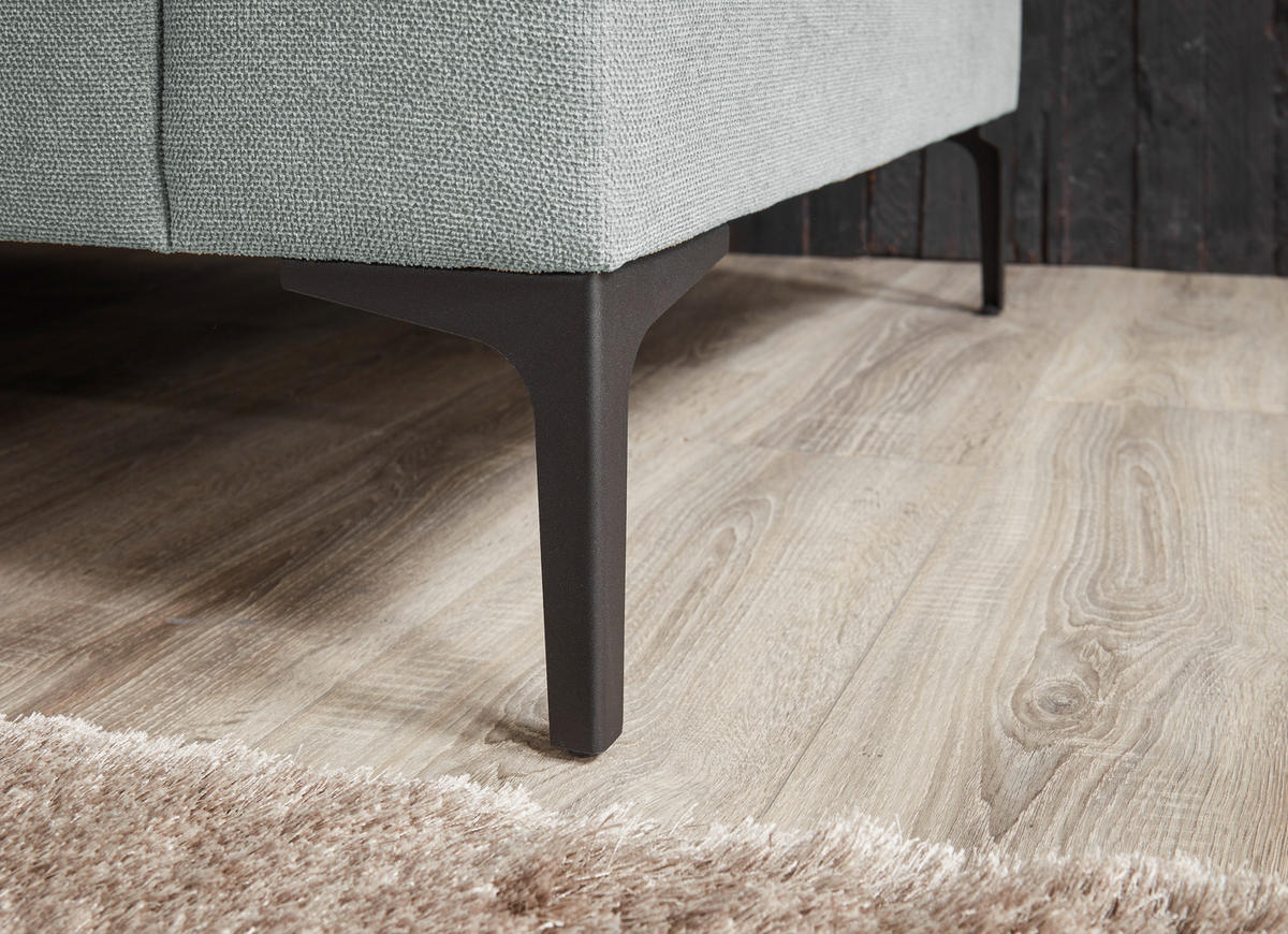 2,5-SITZER in Flachgewebe Blaugrau  - Blaugrau/Schwarz, Design, Textil/Metall (206/86/97cm) - Pure Home Lifestyle