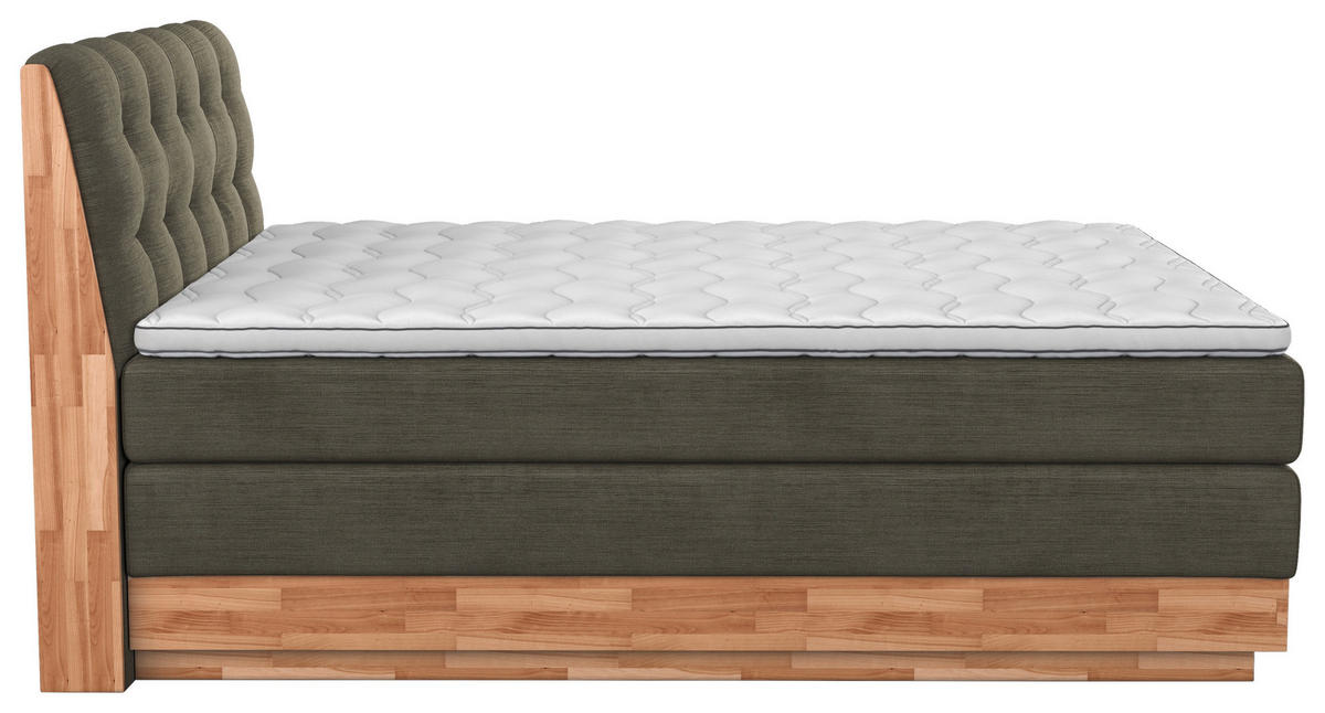 BOXSPRING-ÁGY 180/200 cm  zöld  - fekete/zöld, Natur, textil/fa (180/200cm)