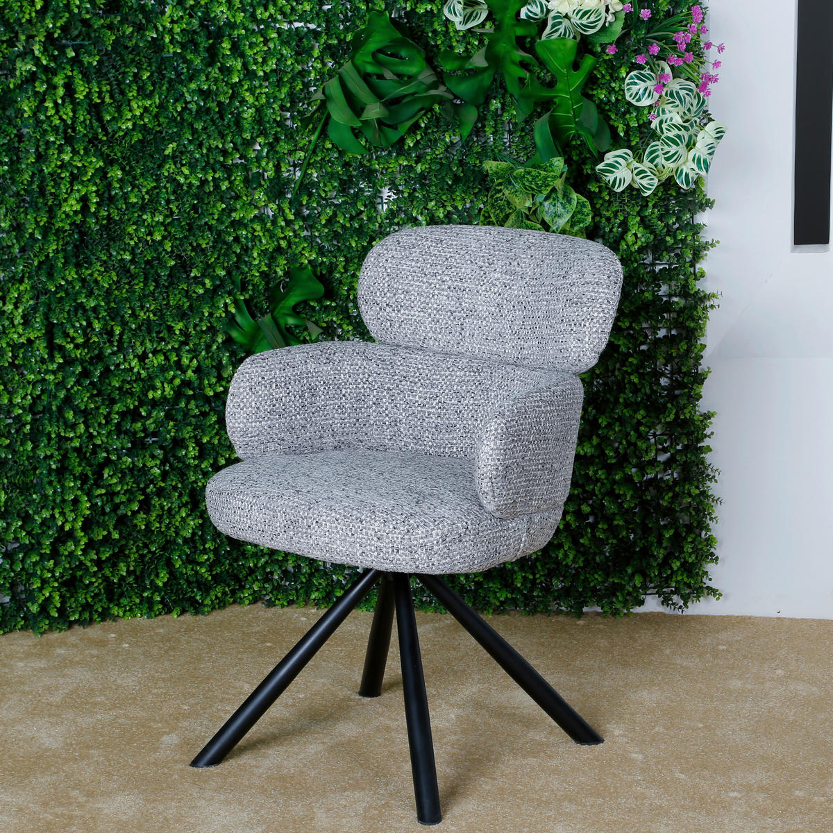 ARMLEHNSTUHL  in Eisen Webstoff  - Hellgrau/Schwarz, MODERN, Textil/Metall (60/84/64cm) - MID.YOU