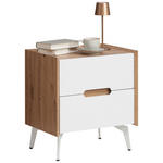 NACHTSCHRANK 52/58/40 cm  - Weiß/Eiche Artisan, Design, Holzwerkstoff/Metall (52/58/40cm) - Carryhome