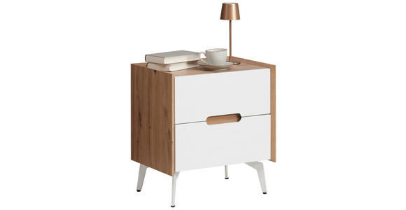 NACHTSCHRANK 52/58/40 cm  - Weiß/Eiche Artisan, Design, Holzwerkstoff/Metall (52/58/40cm) - Carryhome