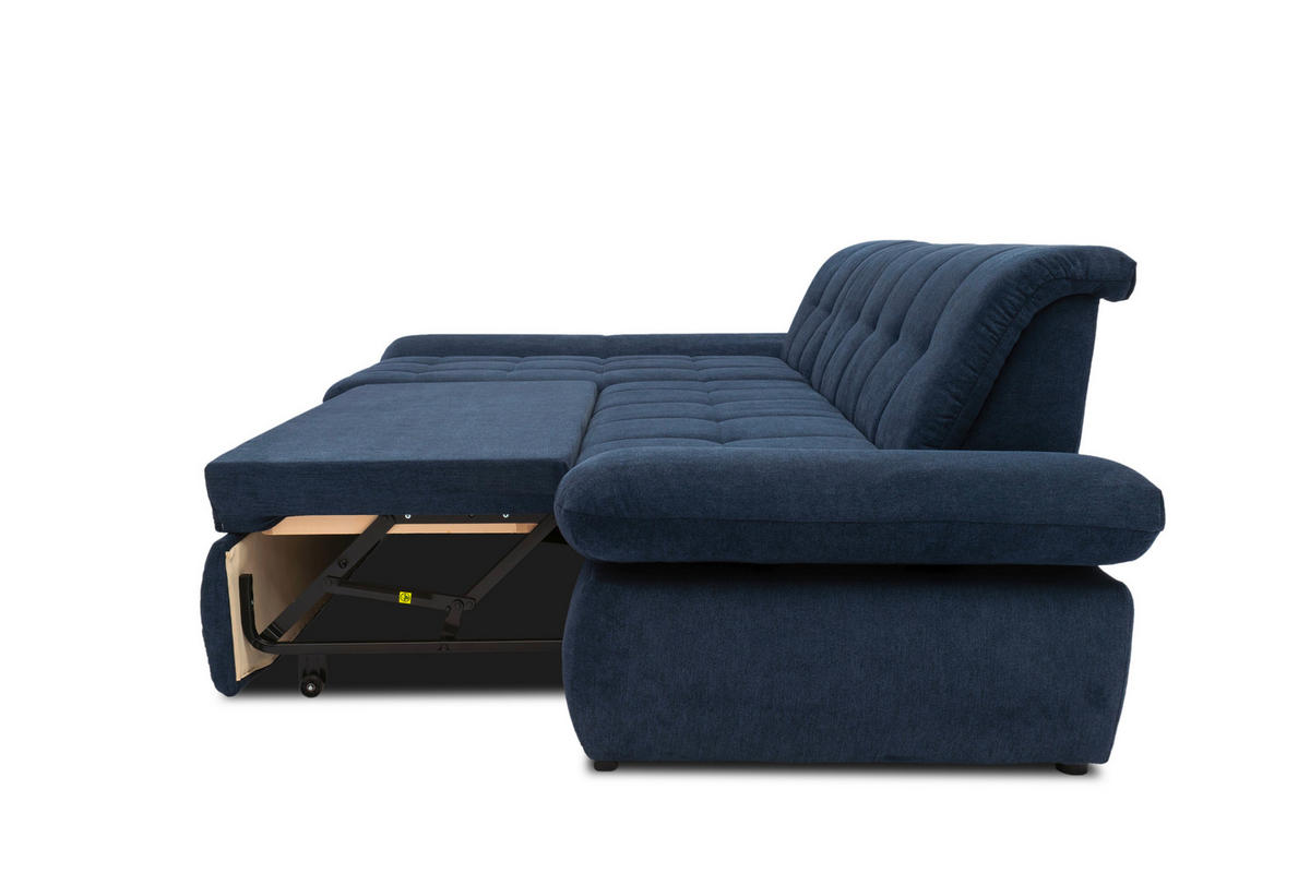 ECKSOFA Dunkelblau Mikrofaser  - Chromfarben/Dunkelblau, KONVENTIONELL, Textil/Metall (172/300cm) - MID.YOU