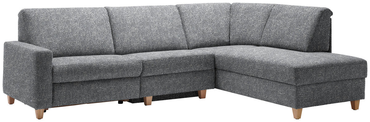 ECKSOFA  in Mikrovelours Grau  261/203 cm  - Eichefarben/Grau, KONVENTIONELL, Holz/Textil (261/203cm) - Sedda