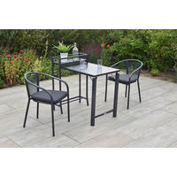 BALKONSET Graphitfarben, Grau 5-teilig  - Graphitfarben/Grau, KONVENTIONELL, Textil/Metall - Gardenson