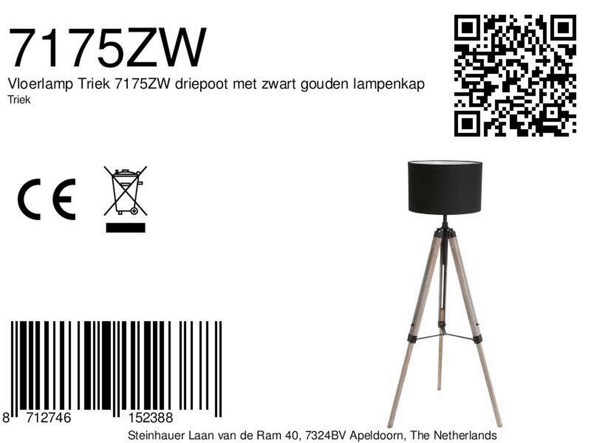 STEHLEUCHTE - Eiche grau/Schwarz, Trend, Naturmaterialien/Holz (75/125-165/75cm)