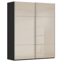 SCHWEBETÜRENSCHRANK 162/223/68 cm,  in Schwarz, Champagner, 2 Tür(en)  - Champagner/Alufarben, KONVENTIONELL, Glas/Holzwerkstoff (162/223/68cm) - Novel