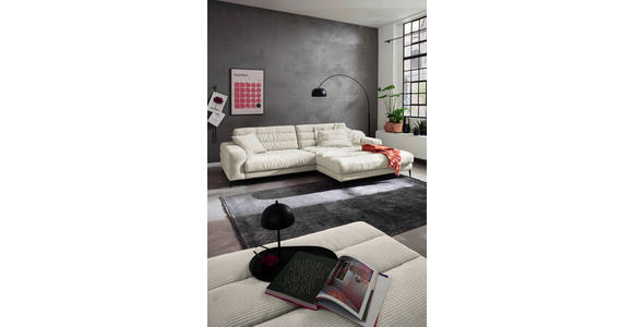HOCKERBANK in Textil Naturfarben - Schwarz/Naturfarben, Design, Textil/Metall (90/83/125cm) - Dieter Knoll