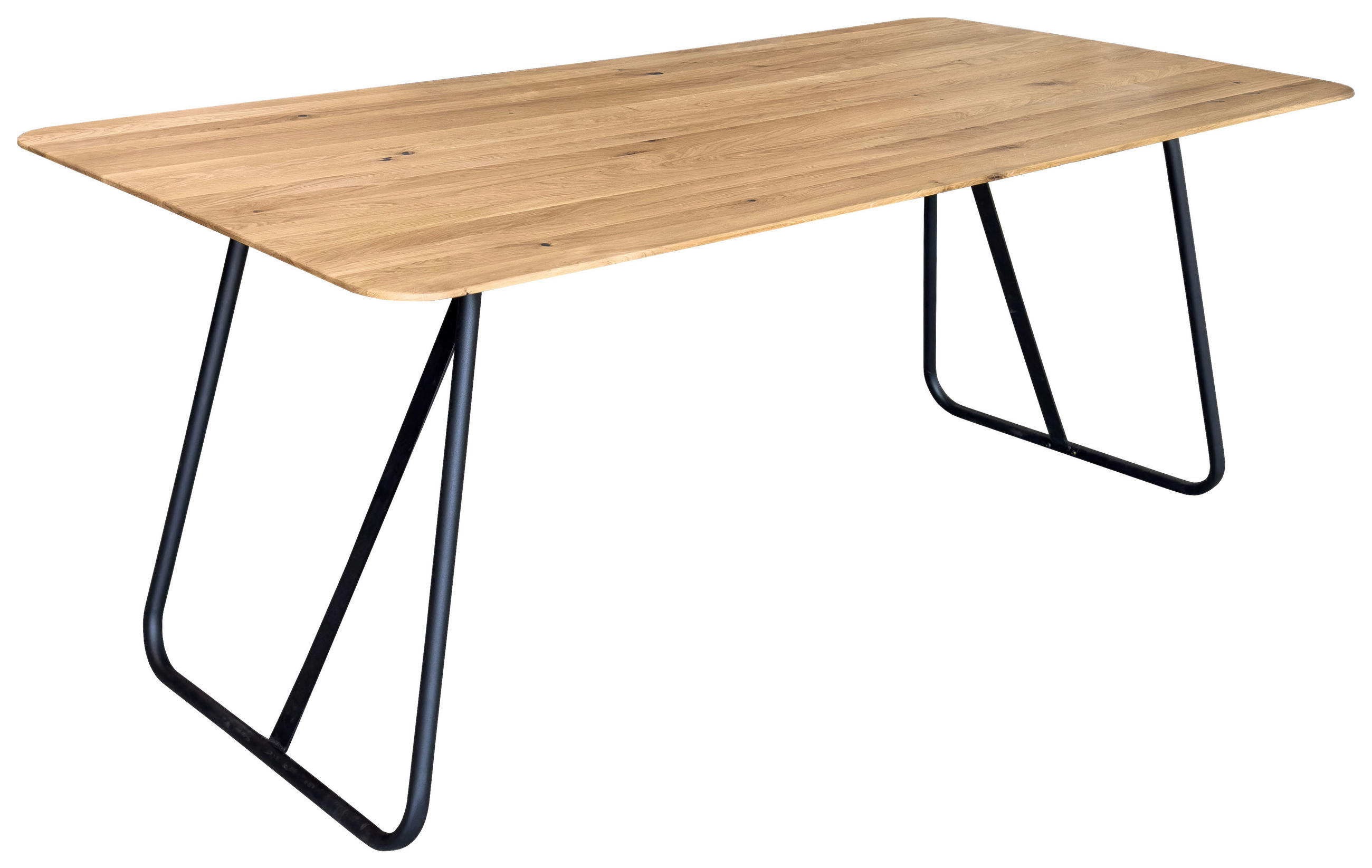 ESSTISCH Eiche massiv rechteckig Schwarz, Eichefarben  - Eichefarben/Schwarz, LIFESTYLE, Holz/Metall (180/90/75cm) - Linea Natura