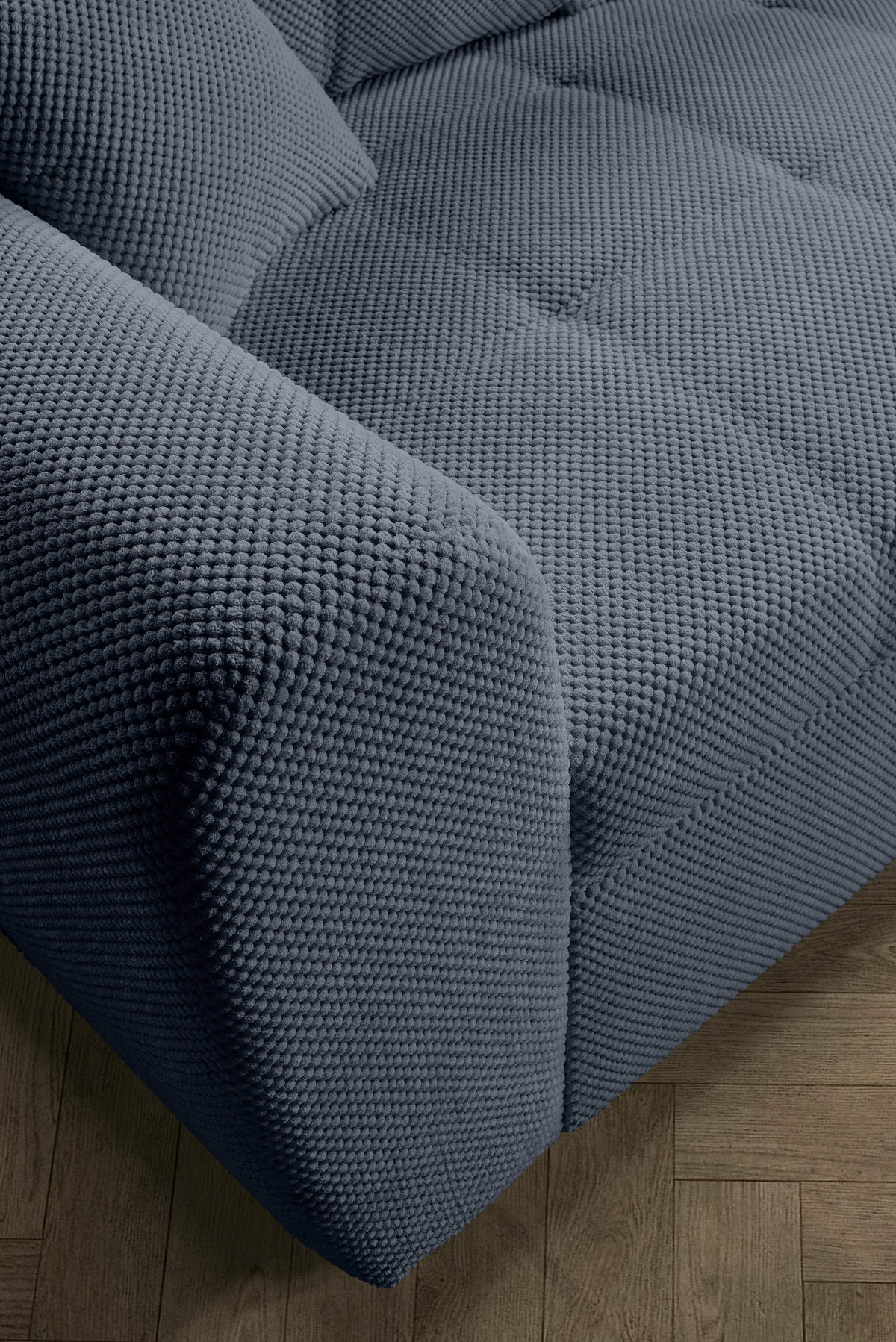 ECKSOFA Grau Plüsch  - Schwarz/Grau, KONVENTIONELL, Kunststoff/Textil (249/175cm) - Carryhome