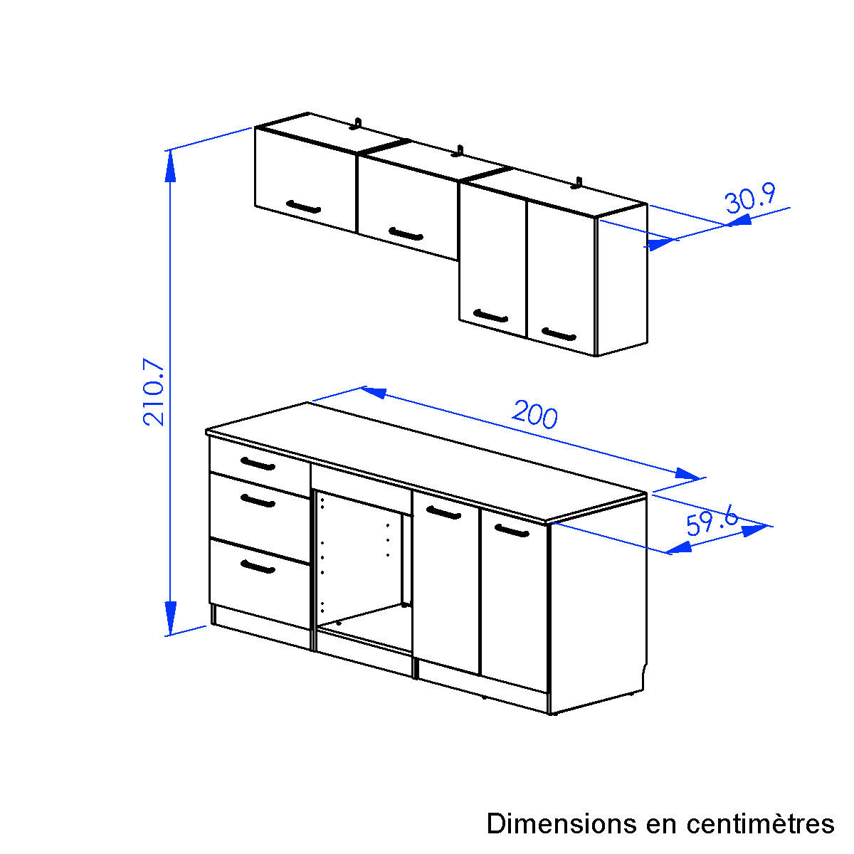 KÜCHENLEERBLOCK   in Beige, Beigebraun  - Beige/Beigebraun, Trend, Holzwerkstoff/Metall (200/211/60cm) - MID.YOU
