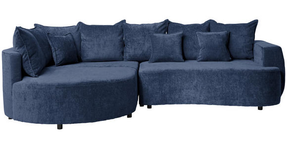 ECKSOFA  in Chenille Dunkelblau  194/307 cm  - Schwarz/Dunkelblau, Design, Kunststoff/Textil (194/307cm) - Carryhome
