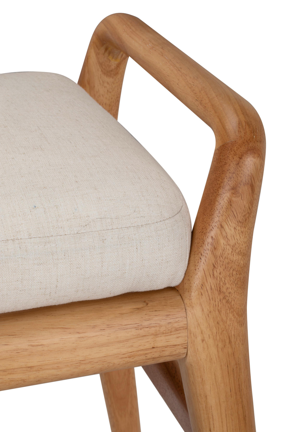 HOCKERBANK 119/51/39 cm Webstoff Naturfarben, Beige Kautschukholz massiv  - Beige/Naturfarben, Design, Holz/Textil (119/51/39cm) - MID.YOU